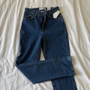 Aritzia Dark Blue Straight Leg Jeans